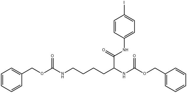 benzyl 5-{[(benzyloxy)carbonyl]amino}-1-[(4-iodoanilino)carbonyl]pentylcarbamate Struktur