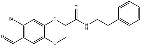 2-(5-bromo-4-formyl-2-methoxyphenoxy)-N-(2-phenylethyl)acetamide Struktur