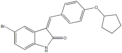 5-bromo-3-[4-(cyclopentyloxy)benzylidene]-1,3-dihydro-2H-indol-2-one Struktur