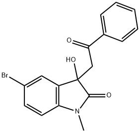 5-bromo-3-hydroxy-1-methyl-3-(2-oxo-2-phenylethyl)-1,3-dihydro-2H-indol-2-one Struktur