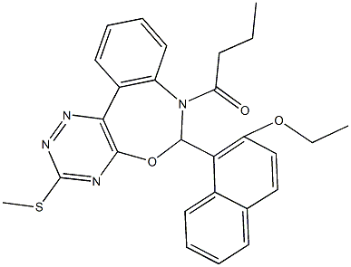 1-[7-butyryl-3-(methylsulfanyl)-6,7-dihydro[1,2,4]triazino[5,6-d][3,1]benzoxazepin-6-yl]-2-naphthyl ethyl ether Struktur