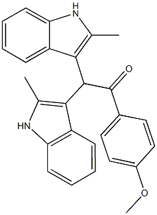 1-(4-methoxyphenyl)-2,2-bis(2-methyl-1H-indol-3-yl)ethanone Struktur