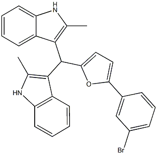 3-[[5-(3-bromophenyl)-2-furyl](2-methyl-1H-indol-3-yl)methyl]-2-methyl-1H-indole Struktur