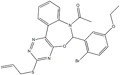 7-acetyl-3-(allylsulfanyl)-6-(2-bromo-5-ethoxyphenyl)-6,7-dihydro[1,2,4]triazino[5,6-d][3,1]benzoxazepine Struktur