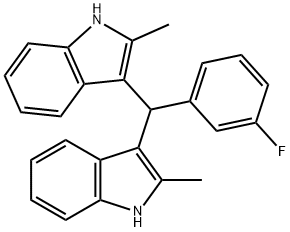 3-[(3-fluorophenyl)(2-methyl-1H-indol-3-yl)methyl]-2-methyl-1H-indole Struktur