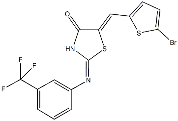 5-[(5-bromo-2-thienyl)methylene]-2-{[3-(trifluoromethyl)phenyl]imino}-1,3-thiazolidin-4-one Struktur