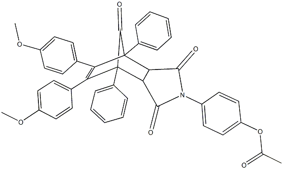 4-[8,9-bis(4-methoxyphenyl)-3,5,10-trioxo-1,7-diphenyl-4-azatricyclo[5.2.1.0~2,6~]dec-8-en-4-yl]phenyl acetate Struktur