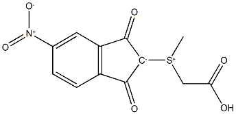 [{5-nitro-1,3-dioxo-2,3-dihydro-1H-inden-2-yl}(methyl)-lambda~4~-sulfanyl]acetic acid Struktur