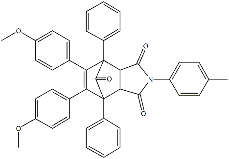 8,9-bis(4-methoxyphenyl)-4-(4-methylphenyl)-1,7-diphenyl-4-azatricyclo[5.2.1.0~2,6~]dec-8-ene-3,5,10-trione Struktur