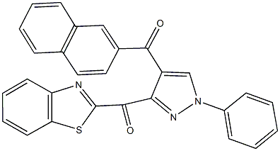 1,3-benzothiazol-2-yl[4-(2-naphthoyl)-1-phenyl-1H-pyrazol-3-yl]methanone Struktur