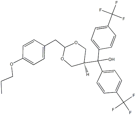 [2-(4-propoxybenzyl)-1,3-dioxan-5-yl]{bis[4-(trifluoromethyl)phenyl]}methanol Struktur