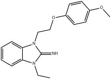 1-ethyl-3-[2-(4-methoxyphenoxy)ethyl]-1,3-dihydro-2H-benzimidazol-2-imine Struktur