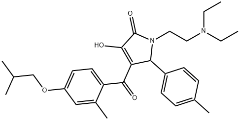 1-[2-(diethylamino)ethyl]-3-hydroxy-4-(4-isobutoxy-2-methylbenzoyl)-5-(4-methylphenyl)-1,5-dihydro-2H-pyrrol-2-one Struktur