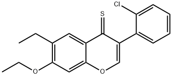 3-(2-chlorophenyl)-7-ethoxy-6-ethyl-4H-chromene-4-thione Struktur