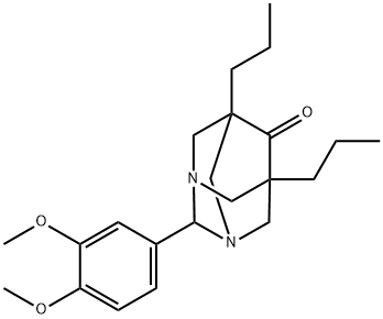 2-(3,4-dimethoxyphenyl)-5,7-dipropyl-1,3-diazatricyclo[3.3.1.1~3,7~]decan-6-one Struktur