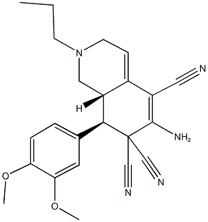 6-amino-8-(3,4-dimethoxyphenyl)-2-propyl-2,3,8,8a-tetrahydro-5,7,7(1H)-isoquinolinetricarbonitrile Struktur