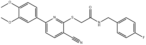 2-{[3-cyano-6-(3,4-dimethoxyphenyl)pyridin-2-yl]sulfanyl}-N-(4-fluorobenzyl)acetamide Struktur