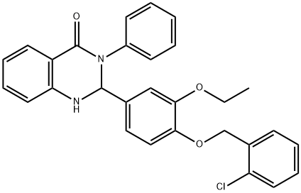 2-{4-[(2-chlorobenzyl)oxy]-3-ethoxyphenyl}-3-phenyl-2,3-dihydro-4(1H)-quinazolinone Struktur