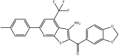 [3-amino-6-(4-methylphenyl)-4-(trifluoromethyl)thieno[2,3-b]pyridin-2-yl](1,3-benzodioxol-5-yl)methanone Structure