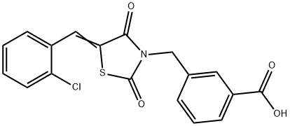 3-{[5-(2-chlorobenzylidene)-2,4-dioxo-1,3-thiazolidin-3-yl]methyl}benzoic acid Struktur