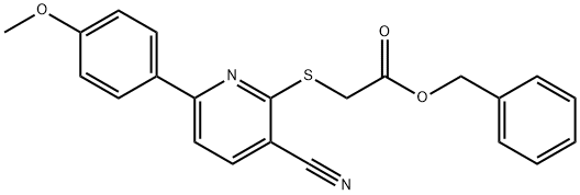 benzyl {[3-cyano-6-(4-methoxyphenyl)pyridin-2-yl]sulfanyl}acetate Struktur