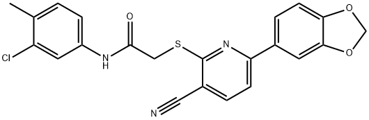 2-{[6-(1,3-benzodioxol-5-yl)-3-cyanopyridin-2-yl]sulfanyl}-N-(3-chloro-4-methylphenyl)acetamide Struktur