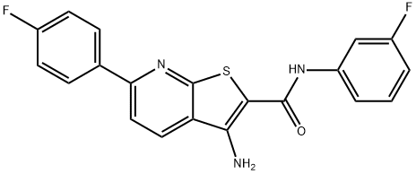 3-amino-N-(3-fluorophenyl)-6-(4-fluorophenyl)thieno[2,3-b]pyridine-2-carboxamide Struktur