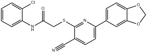 2-{[6-(1,3-benzodioxol-5-yl)-3-cyanopyridin-2-yl]sulfanyl}-N-(2-chlorophenyl)acetamide Struktur