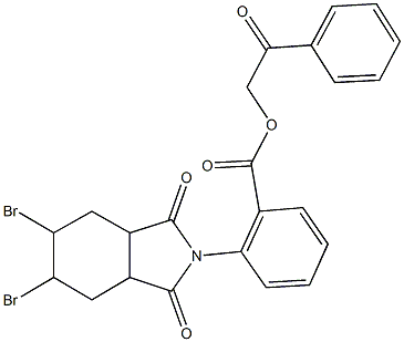 2-oxo-2-phenylethyl 2-(5,6-dibromo-1,3-dioxooctahydro-2H-isoindol-2-yl)benzoate Struktur