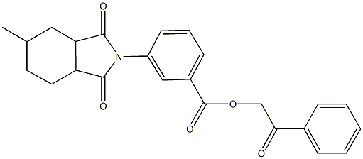 2-oxo-2-phenylethyl 3-(5-methyl-1,3-dioxooctahydro-2H-isoindol-2-yl)benzoate Struktur