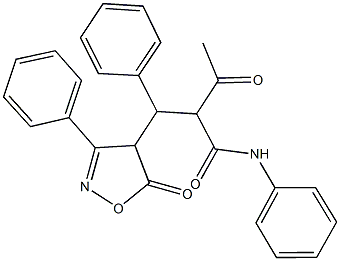 3-oxo-2-[(5-oxo-3-phenyl-4,5-dihydro-4-isoxazolyl)(phenyl)methyl]-N-phenylbutanamide Struktur