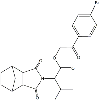 2-(4-bromophenyl)-2-oxoethyl 2-(3,5-dioxo-4-azatricyclo[5.2.1.0~2,6~]dec-4-yl)-3-methylbutanoate Struktur