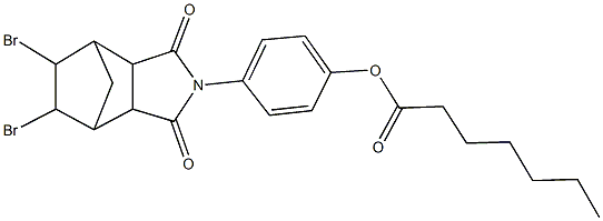 4-(8,9-dibromo-3,5-dioxo-4-azatricyclo[5.2.1.0~2,6~]dec-4-yl)phenyl heptanoate Struktur