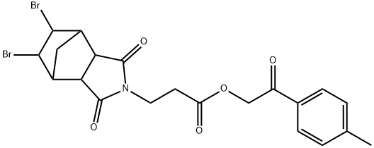 2-(4-methylphenyl)-2-oxoethyl 3-(8,9-dibromo-3,5-dioxo-4-azatricyclo[5.2.1.0~2,6~]dec-4-yl)propanoate Struktur