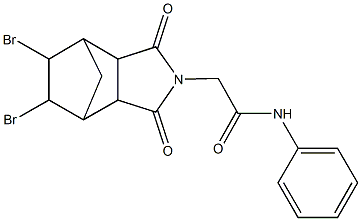 2-(8,9-dibromo-3,5-dioxo-4-azatricyclo[5.2.1.0~2,6~]dec-4-yl)-N-phenylacetamide Struktur