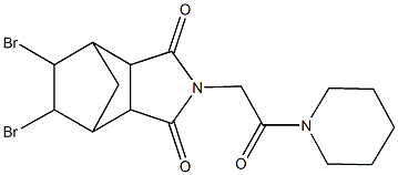 8,9-dibromo-4-[2-oxo-2-(1-piperidinyl)ethyl]-4-azatricyclo[5.2.1.0~2,6~]decane-3,5-dione Struktur