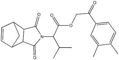 2-(3,4-dimethylphenyl)-2-oxoethyl 2-(3,5-dioxo-4-azatricyclo[5.2.1.0~2,6~]dec-8-en-4-yl)-3-methylbutanoate Struktur