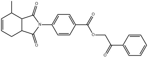 2-oxo-2-phenylethyl 4-(4-methyl-1,3-dioxo-1,3,3a,4,7,7a-hexahydro-2H-isoindol-2-yl)benzoate Struktur