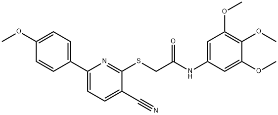 2-{[3-cyano-6-(4-methoxyphenyl)pyridin-2-yl]sulfanyl}-N-(3,4,5-trimethoxyphenyl)acetamide Struktur