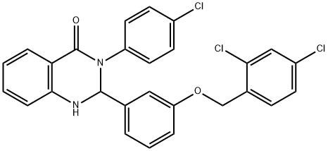 3-(4-chlorophenyl)-2-{3-[(2,4-dichlorobenzyl)oxy]phenyl}-2,3-dihydro-4(1H)-quinazolinone Struktur