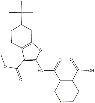 2-({[6-tert-butyl-3-(methoxycarbonyl)-4,5,6,7-tetrahydro-1-benzothien-2-yl]amino}carbonyl)cyclohexanecarboxylic acid Struktur