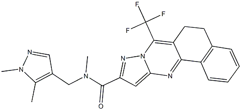 N-[(1,5-dimethyl-1H-pyrazol-4-yl)methyl]-N-methyl-7-(trifluoromethyl)-5,6-dihydrobenzo[h]pyrazolo[5,1-b]quinazoline-10-carboxamide Struktur