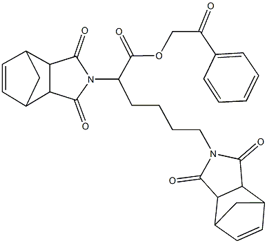 2-oxo-2-phenylethyl 2,6-bis(3,5-dioxo-4-azatricyclo[5.2.1.0~2,6~]dec-8-en-4-yl)hexanoate Struktur