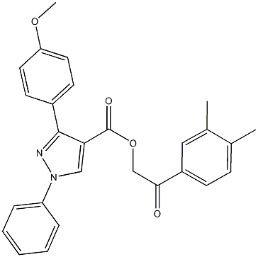 2-(3,4-dimethylphenyl)-2-oxoethyl 3-(4-methoxyphenyl)-1-phenyl-1H-pyrazole-4-carboxylate Struktur