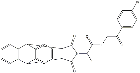 2-(4-bromophenyl)-2-oxoethyl 2-(16,18-dioxo-17-azapentacyclo[6.6.5.0~2,7~.0~9,14~.0~15,19~]nonadeca-2,4,6,9,11,13-hexaen-17-yl)propanoate Struktur