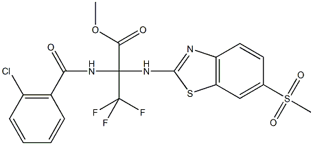 methyl 2-[(2-chlorobenzoyl)amino]-3,3,3-trifluoro-2-{[6-(methylsulfonyl)-1,3-benzothiazol-2-yl]amino}propanoate Struktur