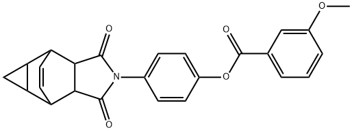 4-(3,5-dioxo-4-azatetracyclo[5.3.2.0~2,6~.0~8,10~]dodec-11-en-4-yl)phenyl 3-methoxybenzoate Struktur