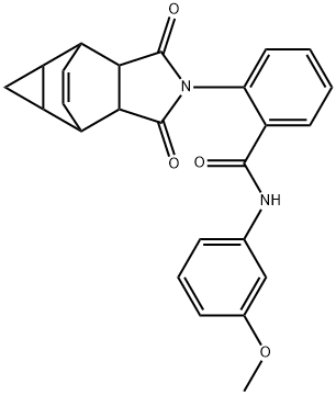 2-(3,5-dioxo-4-azatetracyclo[5.3.2.0~2,6~.0~8,10~]dodec-11-en-4-yl)-N-(3-methoxyphenyl)benzamide Struktur