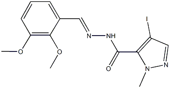 N'-(2,3-dimethoxybenzylidene)-4-iodo-1-methyl-1H-pyrazole-5-carbohydrazide Struktur