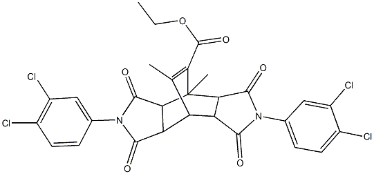 ethyl 4,10-bis(3,4-dichlorophenyl)-1,14-dimethyl-3,5,9,11-tetraoxo-4,10-diazatetracyclo[5.5.2.0~2,6~.0~8,12~]tetradec-13-ene-13-carboxylate Struktur